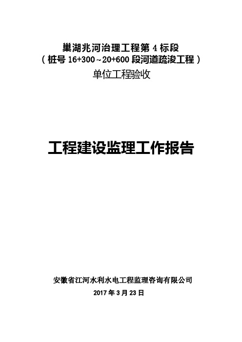 河道单位工程验收监理工作报告