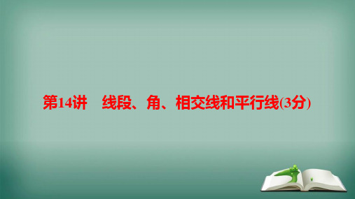 【精品】河南省2019年中考数学总复习第一部分考点全解第四章三角形第14讲线段角相交线和平行线3分课件