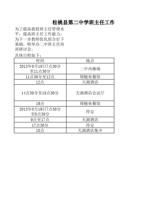 班主任工作研讨会日程