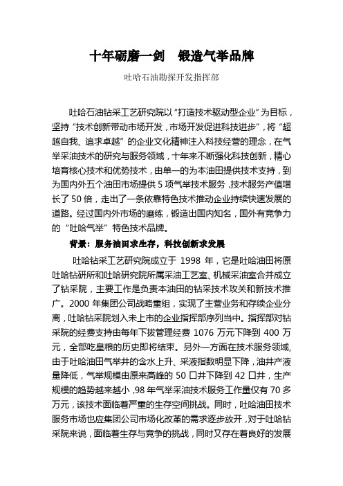 十年砺磨一剑 锻造气举品牌