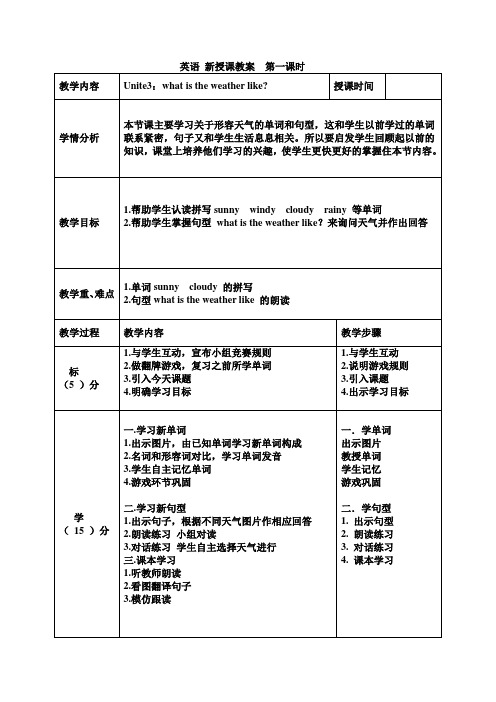 what's the weather like？教案