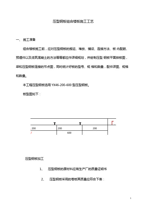 完整版压型钢板组合楼板施工工艺标准