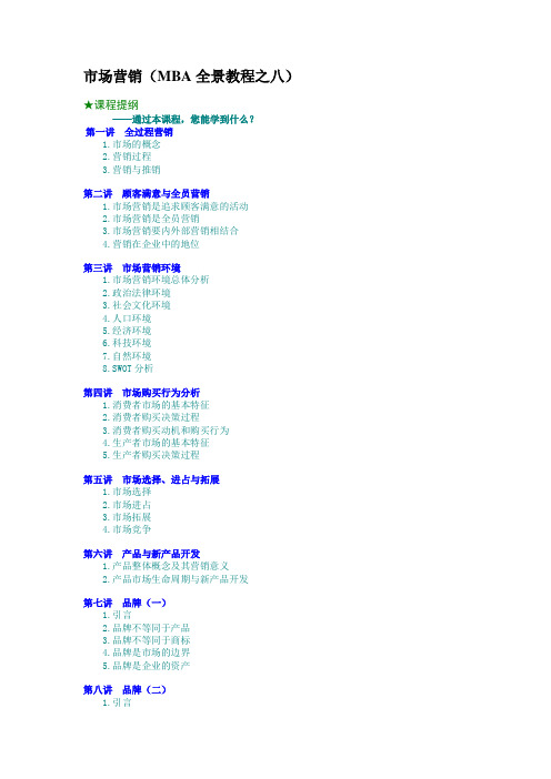 市场营销(MBA全景教程之八)