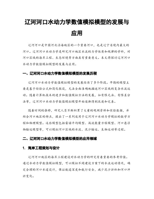 辽河河口水动力学数值模拟模型的发展与应用