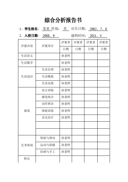 综合分析报告书案例