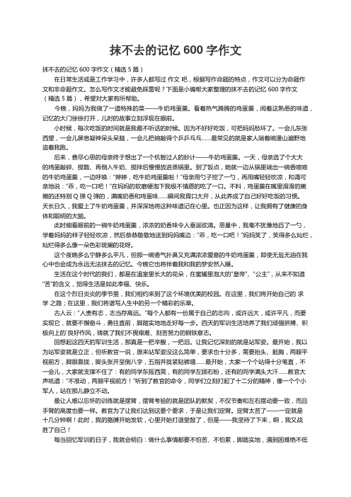 抹不去的记忆600字作文（精选5篇）