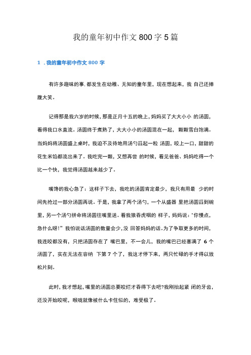 我的童年初中作文800字5篇