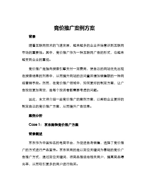 竞价推广案例方案