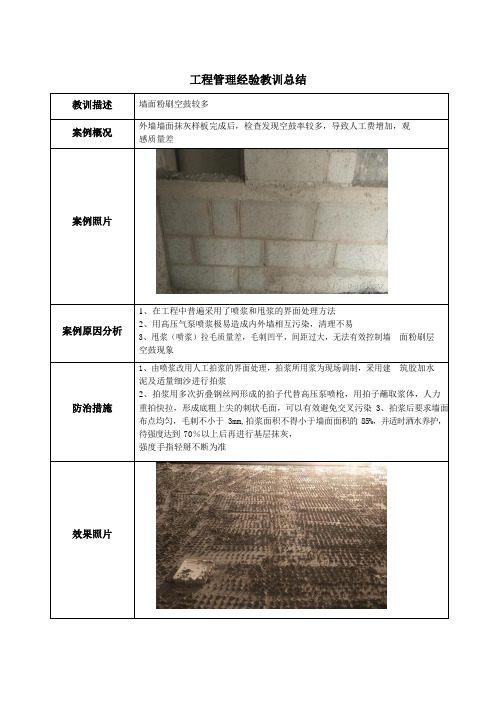 建筑施工优秀工艺做法(墙面粉刷空鼓问题)