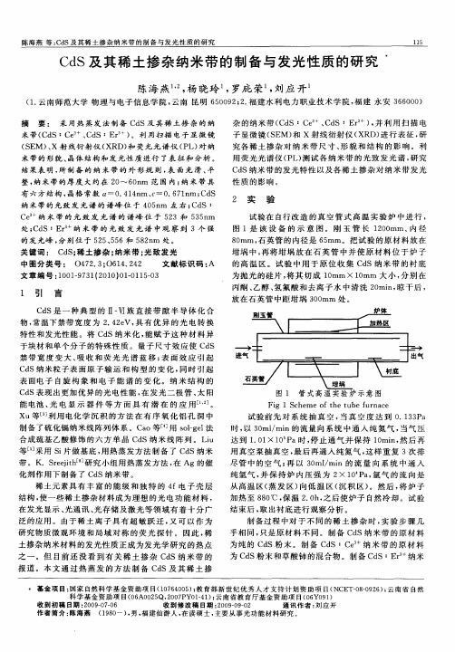 CdS及其稀土掺杂纳米带的制备与发光性质的研究