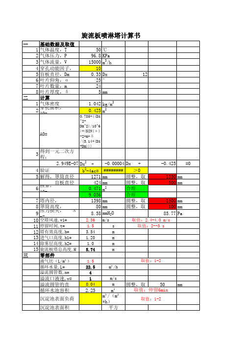 2020年旋流板喷淋塔计算书