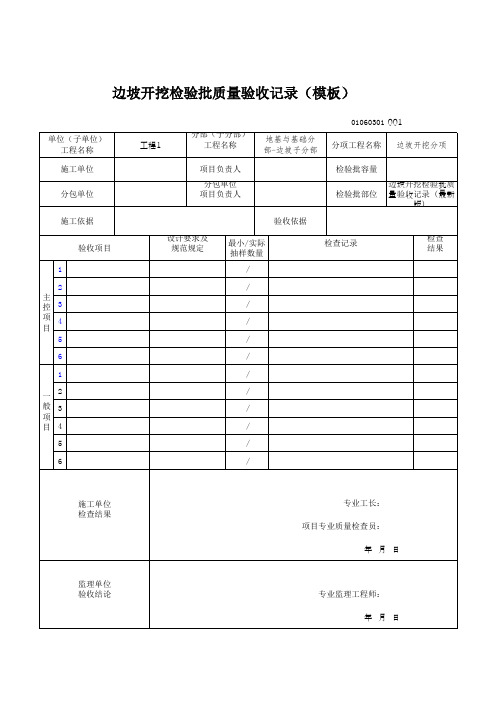 边坡开挖检验批质量验收记录(模板)