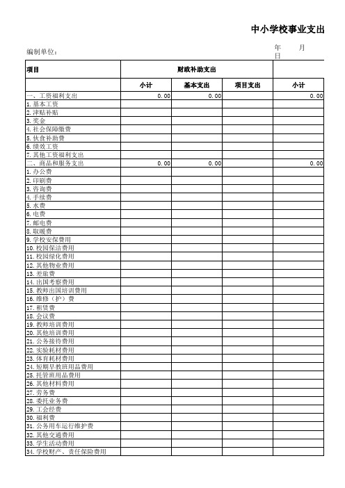 中小学校事业支出明细表(中小学会计报表).xls