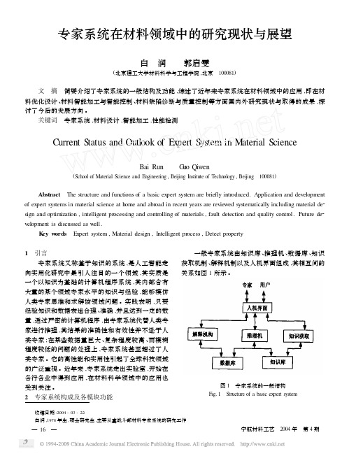 专家系统在材料领域中的研究现状与展望