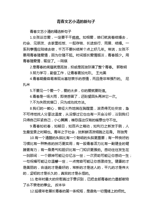 青春文艺小清的精选新句子