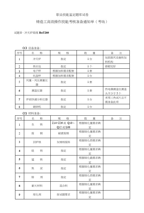 【精品】13高级铸造工职业技能鉴定题库试卷.doc