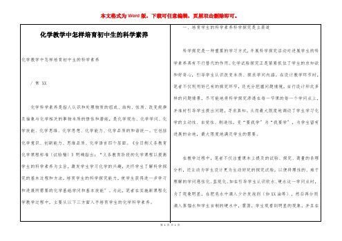 化学教学中怎样培育初中生的科学素养