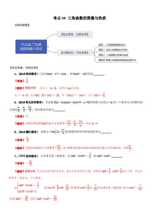 2020年高考数学二轮提升专题训练考点8 三角函数的图像与性质(含答案解析)