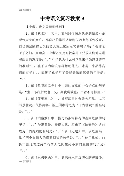 【K12学习】中考语文复习教案9