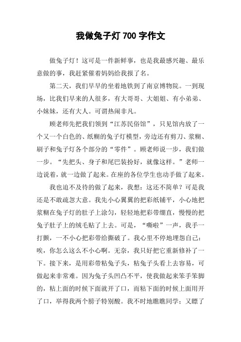 我做兔子灯700字作文