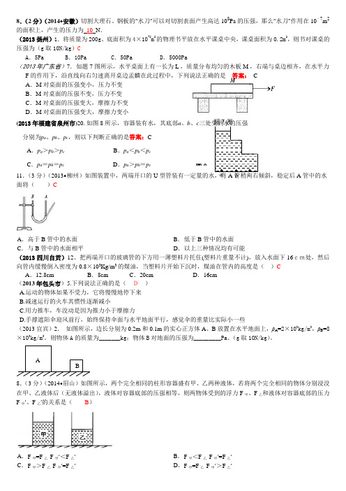 浮力压强易错题