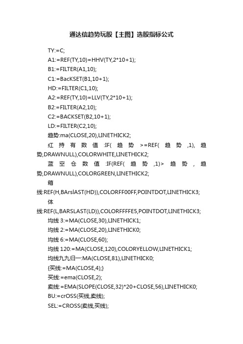 通达信趋势玩股【主图】选股指标公式