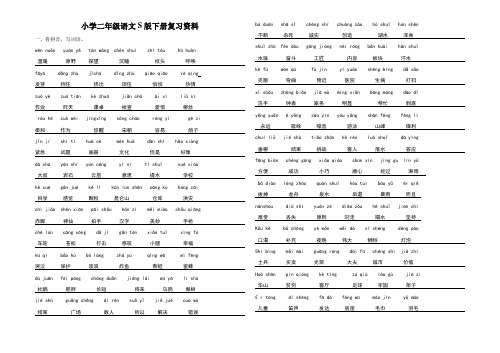 二年级语文S版下册重点字词句复习