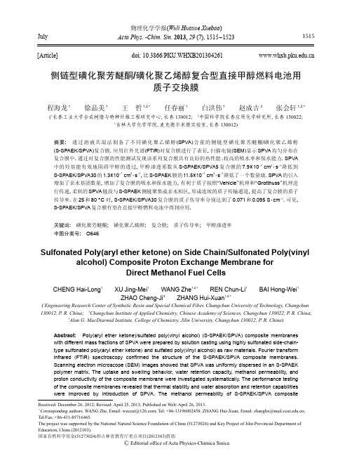 侧链型磺化聚芳醚酮_磺化聚乙烯醇复合型直接甲醇燃料电池用质子交换膜