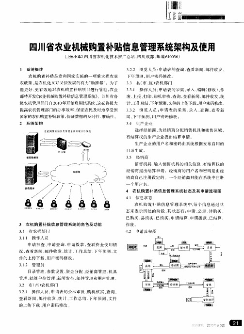 四川省农业机械购置补贴信息管理系统架构及使用