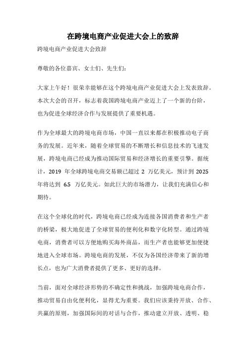 在跨境电商产业促进大会上的致辞