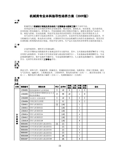 09培养计划
