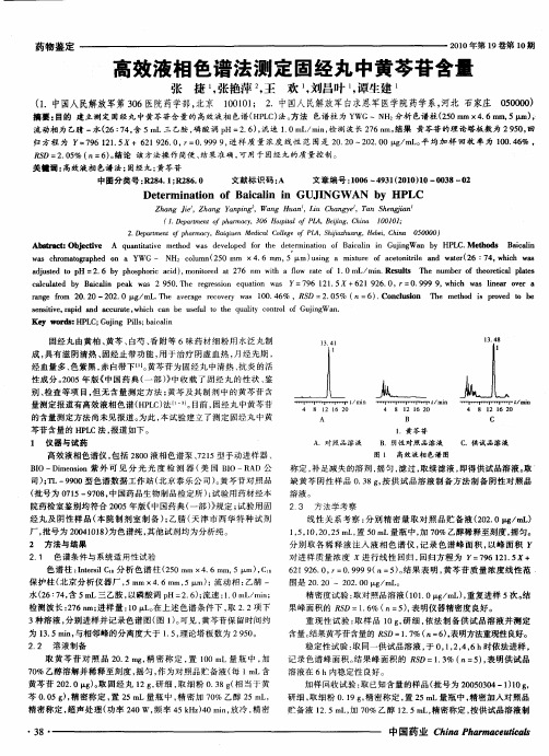 高效液相色谱法测定固经丸中黄芩苷含量