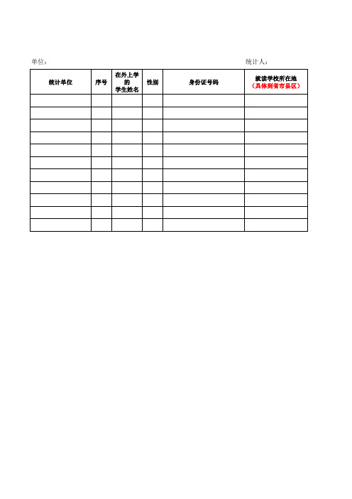 在市外、省外学生拟入沾摸排登记表