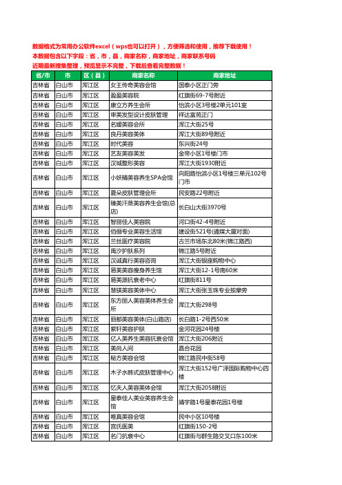 2020新版吉林省白山市浑江区美容院工商企业公司商家名录名单联系电话号码地址大全124家