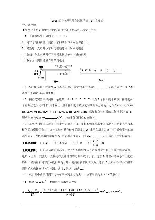 2018高考物理五月狂练题精编(1——6)Word版含答案共6份