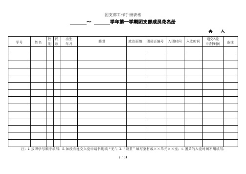 团支部工作手册表格