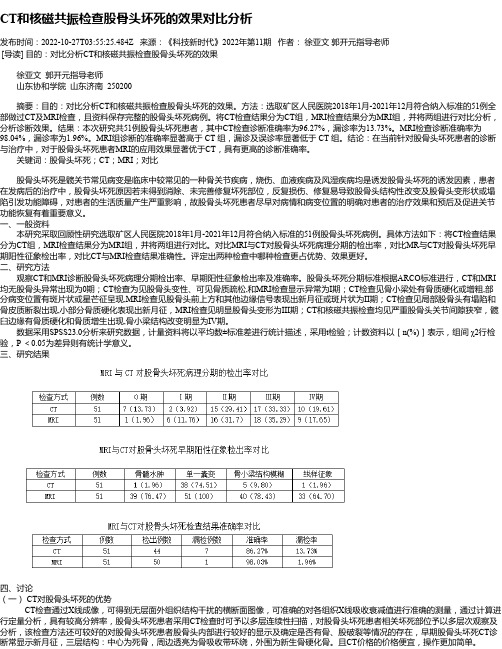 CT和核磁共振检查股骨头坏死的效果对比分析