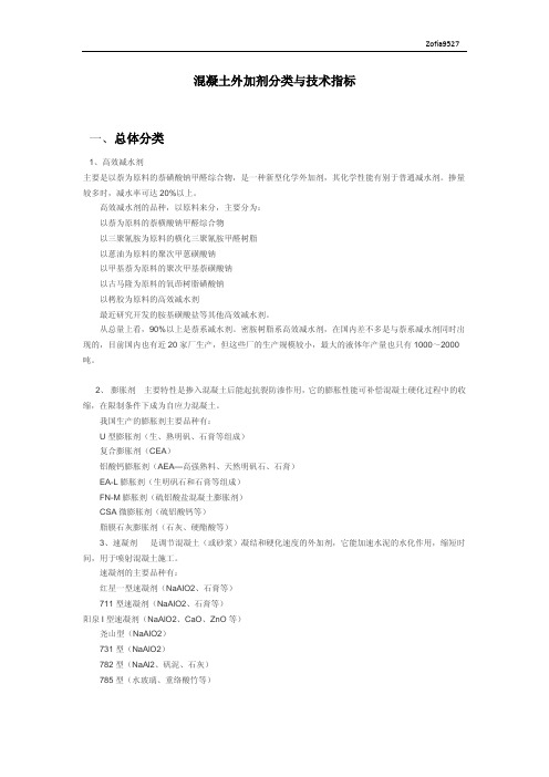 混凝土外加剂分类与技术指标2012