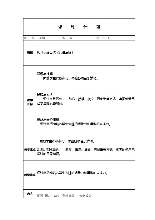  人教版小学音乐五年级上册 《彼得与狼》教案(电子备课)