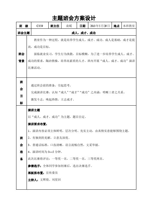 主题班会成人、成才、成功