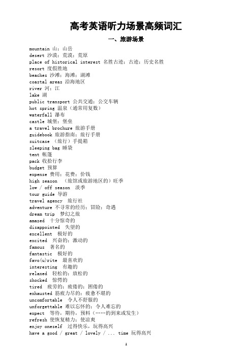 高中英语2024届高考听力场景高频词汇汇总 (旅游场景+兴趣与爱好+人与人关系+职业常用词)