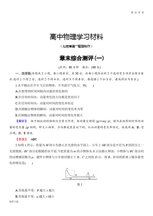 沪科版高中物理选修3-5章末综合测评1