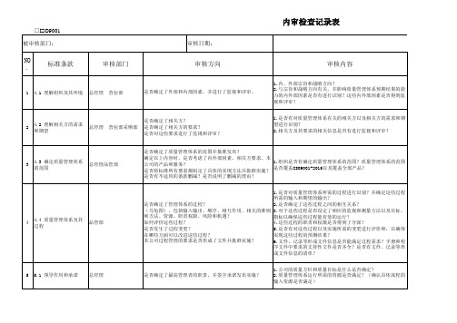 ISO9001-2015版内审检查表(分析详细版)