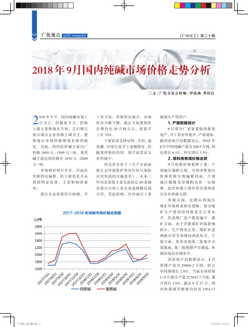 2018年9月国内纯碱市场价格走势分析