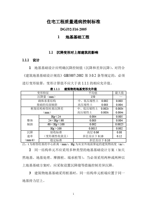 住宅工程质量通病控制标准