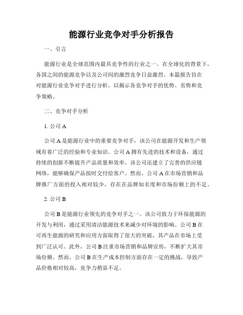 能源行业竞争对手分析报告