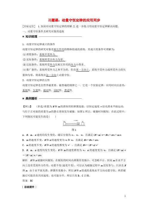 高中物理 第十六章 动量守恒定律 习题课：动量守恒定