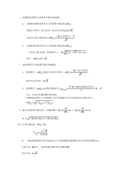 标准不确定度计算方法【范本模板】