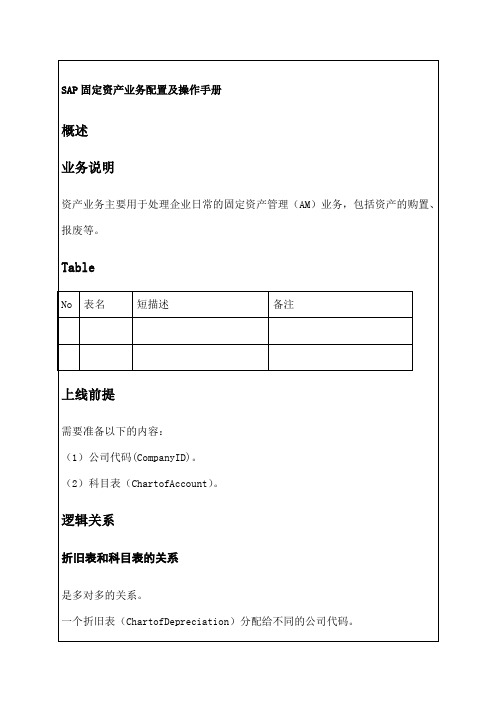 sap固定资产业务配置及操作手册