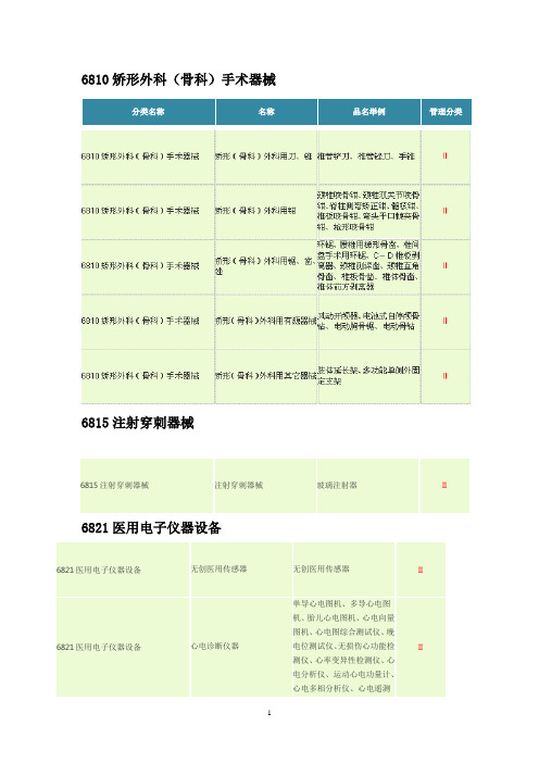 二类医疗器械明细表